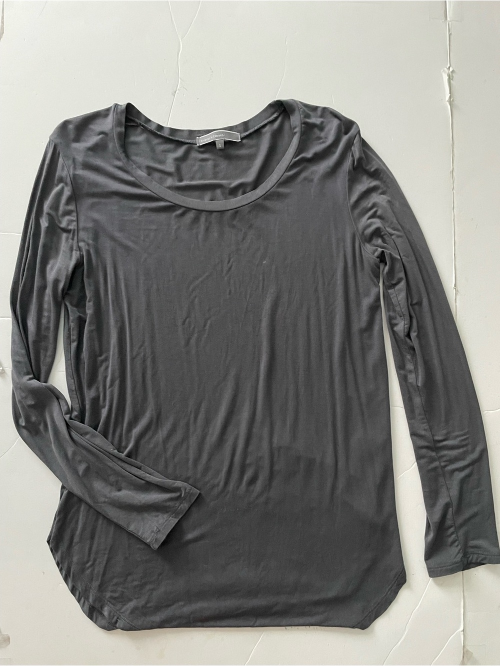 Emma’s Closet Women’s Small Scoop Neck Long-Sleeve Top - Charcoal Gray